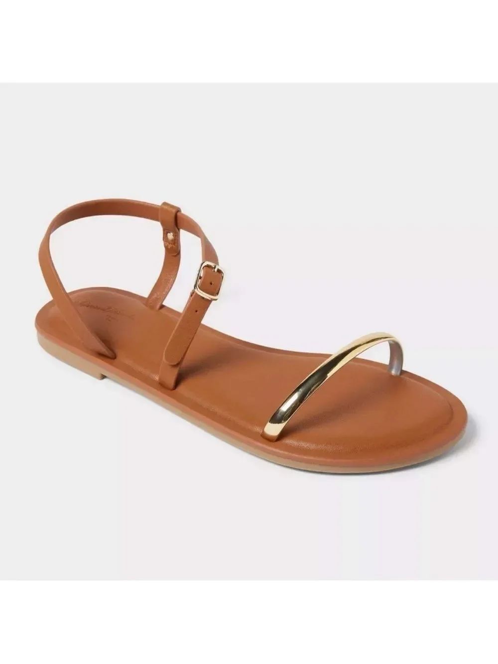 NWT Universal Thread Mildred Tan Strappy Sandals with Gold Bar size 11
